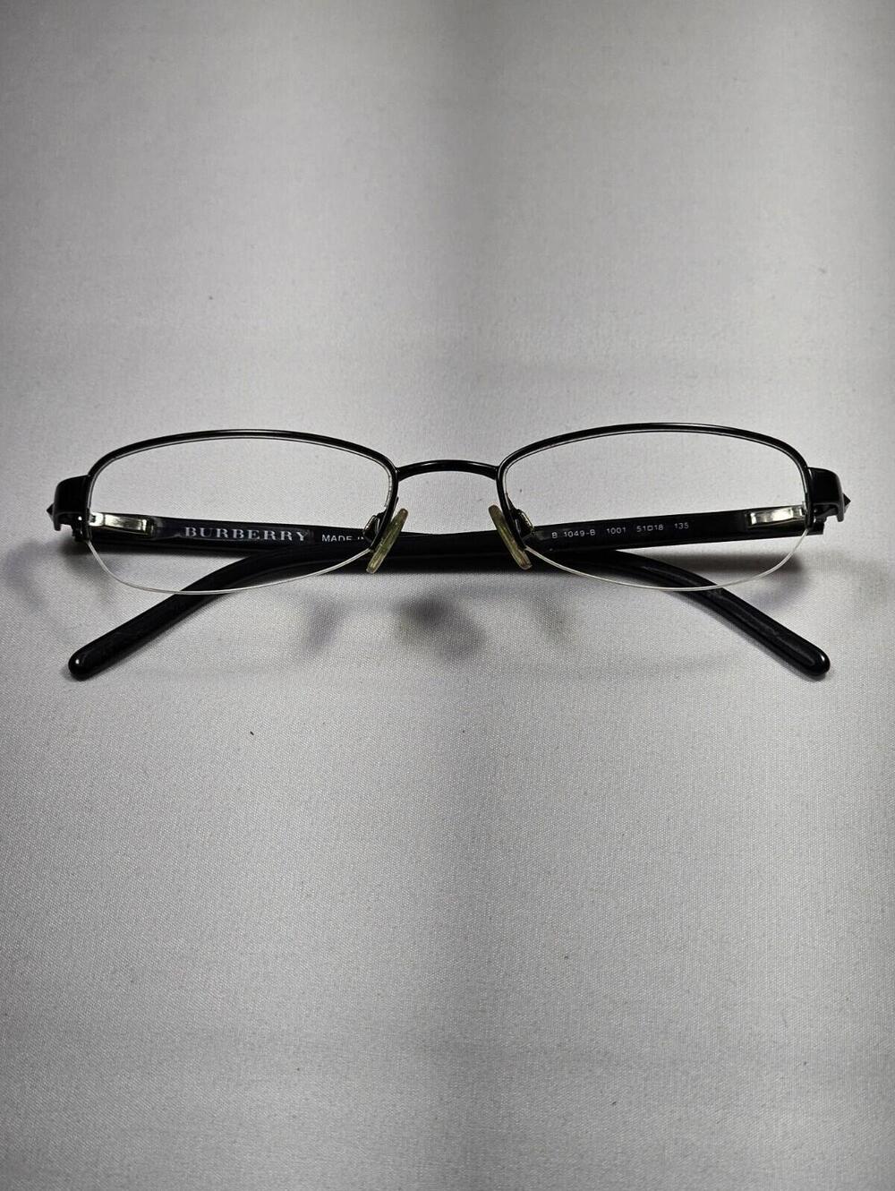 Burberry Eyeglasses Half Rim Rectangular Black Metal Frame B1049B 1001 51-18-135 - Picture 2 of 10
